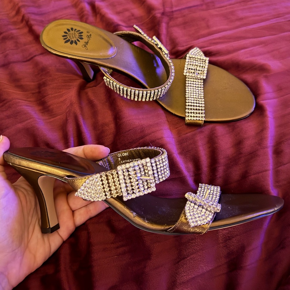 Gold Strappy Women's Heels
